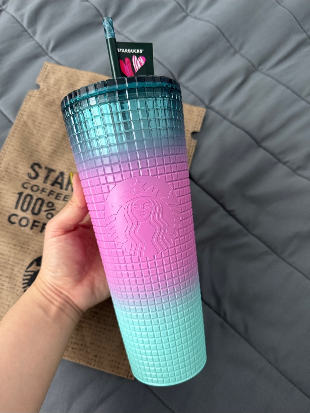 NEW Starbucks Cold Cup Tumbler featuring a tri-color gradient 24oz Venti Size - Picture 8 of 8